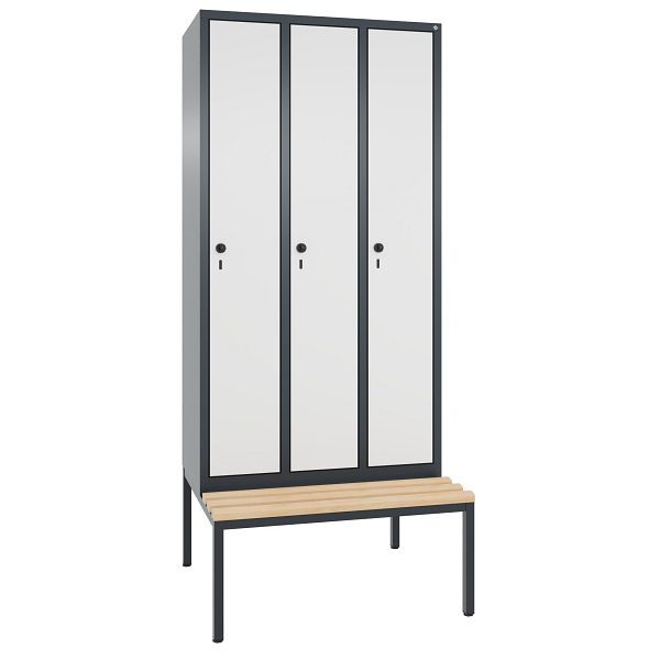 C+P Spind Evolo, 3 Abteile, H2090xB900xT815 mm, Anthrazit/MDF Weiß, 48050-30 S10840