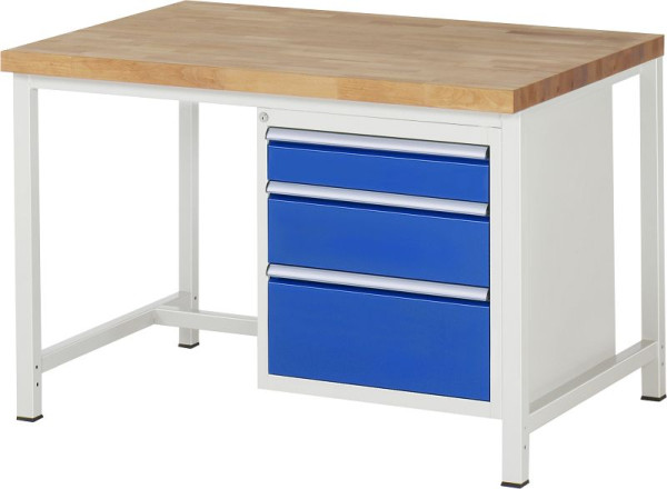 RAU Werkbank Serie 8000 - Gestell-Bauweise (Schweißgestell), 3 x Schublade, 1250x840x900 mm, 03-8159A1-129B4S.11