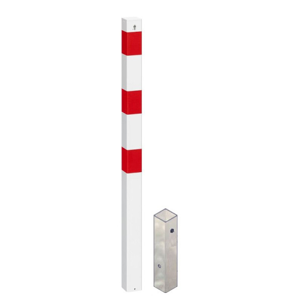 STEIN HGS Absperrpfosten SPU 704, RAL9010HR, CO Profilzylinder verschiedenschließend, abschließbar über Profilzylinder, ohne Öse, ohne Öse, 78193.0004