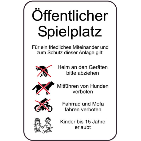 Stein HGS Spielplatzschild, Öffentlicher Spielplatz - Für ein friedliches Miteinander, 400 x 600 mm, 14863