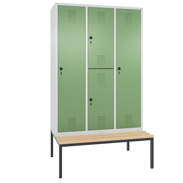 C+P Spind Evolo, 3 Abteile, H2090xB1200xT815 mm, Grau/Resedagrün, 48650-32 S10029