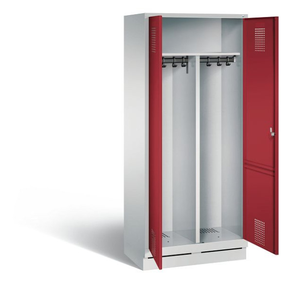 C+P Schwarz-Weiss-Spind Evolo, H1800xB810xT500mm, Farbe: Vulkangrau / Dekor Donau-Ahorn, 48022-22 S10221