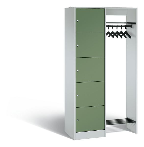 C+P Garderobe Serie 8070, H1950xB960xT480 mm, Grau/Resedagrün, 82700-00 S10061