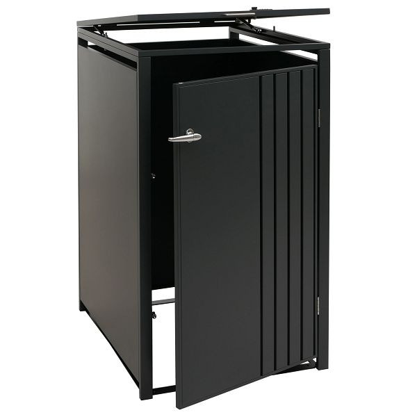 Mendler 1er-Mülltonnenverkleidung HWC-O67, Mülltonnenbox mit Deckel, Metall 122x68x84cm 35kg, anthrazit, 122326