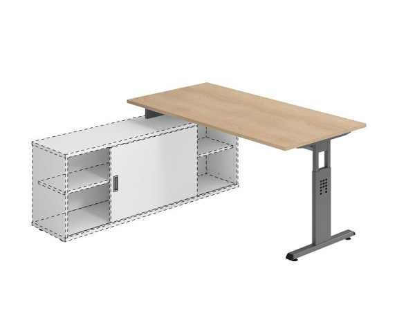 Hammerbacher Anbauschreibtisch T-Fuß 160x80cm Eiche/Graphit, VOSE16/E/G