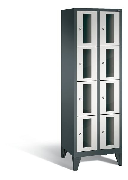 C+P Schließfachschrank Classic, 8 Fächer, H1850xB610xT500 mm, Anthrazit/Grau, 8010A204 S10019