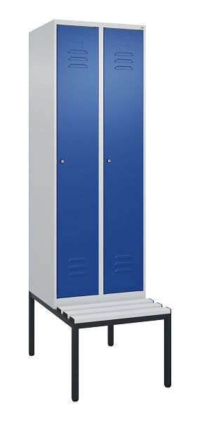 C+P Umkleidespind Classic PLUS mit Mitteltrennwand, 2 Abteile, 2120x600x815mm, 7035/5010, Zylinderschlösser, 0800507-20F S10018