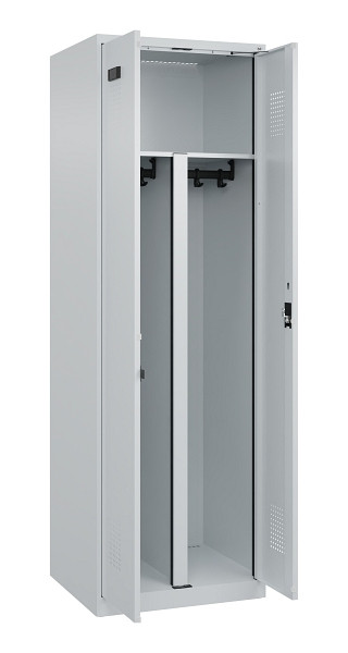 C+P PSA Schwarz-Weiß-Spind Evolo PLUS, 2 Abteile, 1850x600x500mm, 7035/7035, Zylinderschloss, 049002-20P S10040