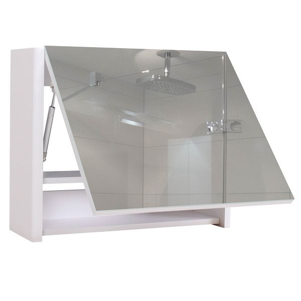 Mendler Spiegelschrank HWC-B19, Wandspiegel Badspiegel Badezimmer, aufklappbar hochglanz 48x79cm, weiß, 57630