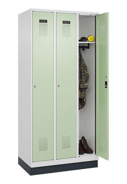 C+P Spind Evolo PLUS, mit Sockel, 3 Abteile, 1950x900x500mm, 9016/6019, Verschluss Zylinderschloss, Ablageböden 3, 049020-30 S10046
