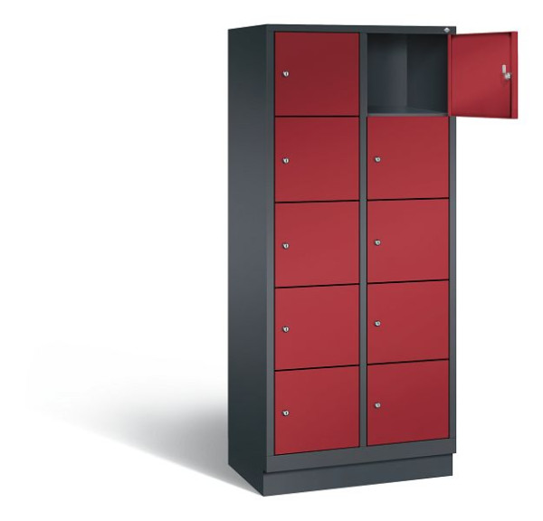 C+P Schließfachschrank Evolo, H1800xB810xT500mm, Farbe: Schwarzgrau / Rubinrot, 48020-225 S10058