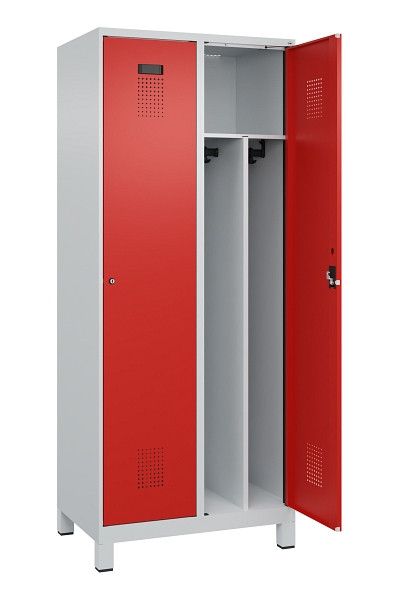C+P Spind Evolo PLUS, mit Füßen, 2 Abteile, 1950x800x500mm, 7035/3020, Verschluss Zylinderschloss, 049010-22F S10032