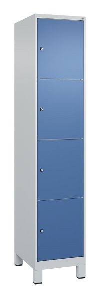 C+P Schließfachschrank Classic PLUS, Füße, 1950x400x500mm, 7035/5023, mit 4 Fächern, 080010-124 S10005