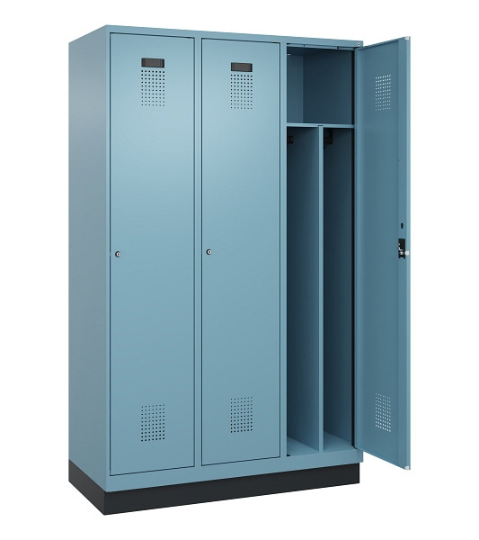 C+P Spind Evolo PLUS, mit Sockel, 3 Abteile, 1950x1200x500mm, 0010/0010, Verschluss Zylinderschloss, 049020-32F S10048