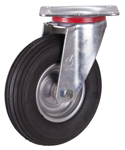 VARIOfit Lenkrolle mit Luftreifen, 200 x 50 mm, schwarz, auf Stahlfelge, lpl-200.000