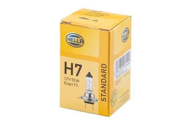 HELLA Halogen-Glühlampe, H7, Standard, 12V, 55W, Sockelausführung Glühlampe: PX26d, Schachtel, 8GH 007 157-121