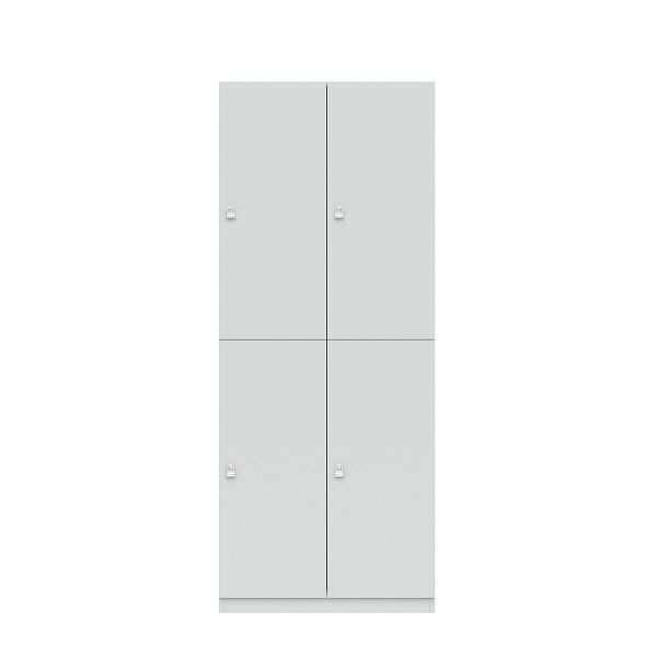 Bisley Lodge Pren, 2 Abteilen mit je 2 Schließfächern übereinander mit jeweils einer Kleiderstange, H1970 x B800 x T500 mm, 005 weiß, PNL08192L005