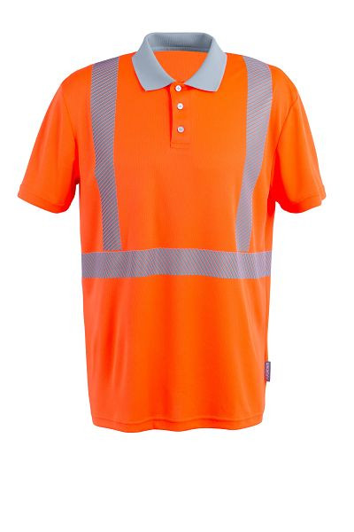 Planam Norit Warnschutz Poloshirt kurzarm orange/zink S, Unisex, 5890044