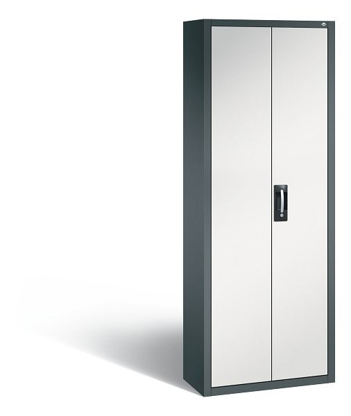 C+P Magazinschrank Serie 13, H1980xB700xT300mm, Farbe: Anthrazitgrau / Lichtgrau, Muldengriff, 133113A21 S10022
