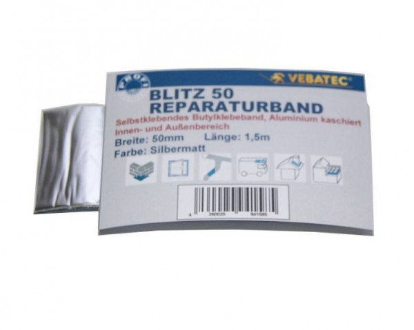 Vebatec Blitz Butyl Reparaturband Aluminium-Silbermatt 50mm x 1,5m, 130