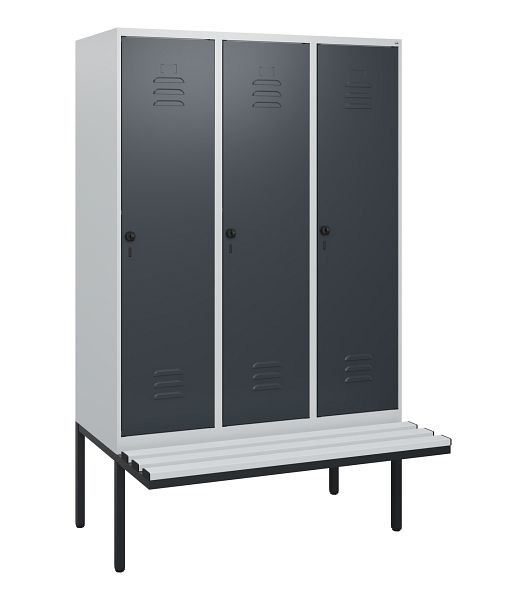 C+P Umkleidespind Classic PLUS, 3 Abteile, 1950x1200x815mm, 7035/7016, Drehriegel, 0800405-32 S10038