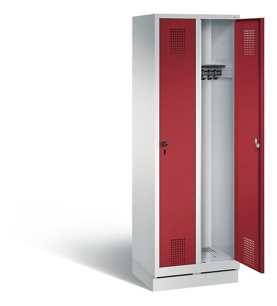 C+P Garderobenschrank Evolo, H1800xB610xT500mm, Farbe: Lichtgrau / Rubinrot, 48020-20 S10011
