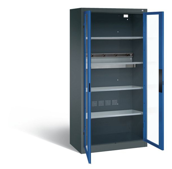 C+P Akkuladeschrank Serie 89, H1950xB930xT500mm, Farbe: Anthrazitgrau / Enzianblau, Muldengriff, 8921-055E1 S10000