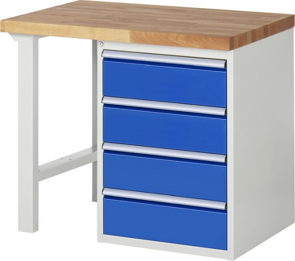 RAU Werkbank Serie 7000 - Baukasten-Bauweise, 2 Meter Breite, Unterbau-Container (4x Schublade), 1000x840x900 mm, 03-7509A1-109B4S.11