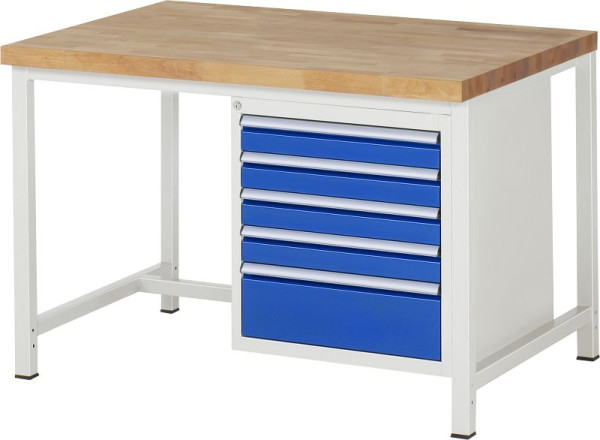 RAU Werkbank Serie 8000 - Modell 8168, B1250 x T900 x H840-1040 mm, 13-8168A1-129B4H.11