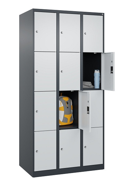 C+P Schließfachschrank Evolo PLUS, 12 Fächer, 1850x900x500mm, 7016/7035, 049000-304 S10017