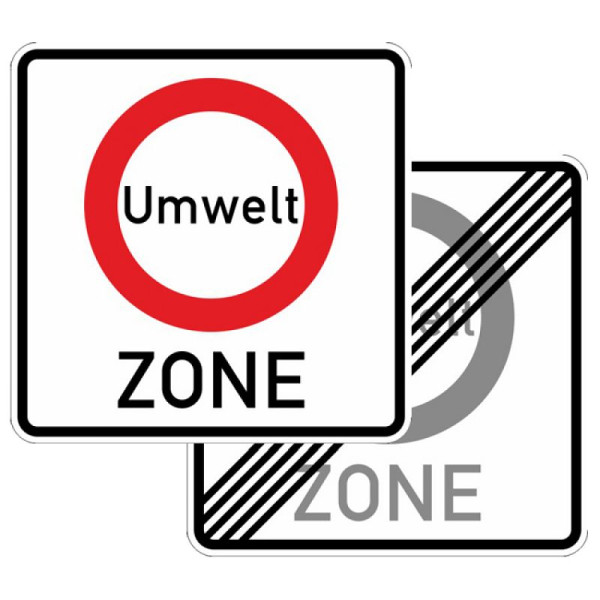 Stein HGS Verkehrsverbotszone zur Verminderung schädlicher Luftverunreinigungen in einer Zone, doppelseitig Nr. 270.1-40, 600x600mm /RA2/Flachform 2mm, 270.1-40-221