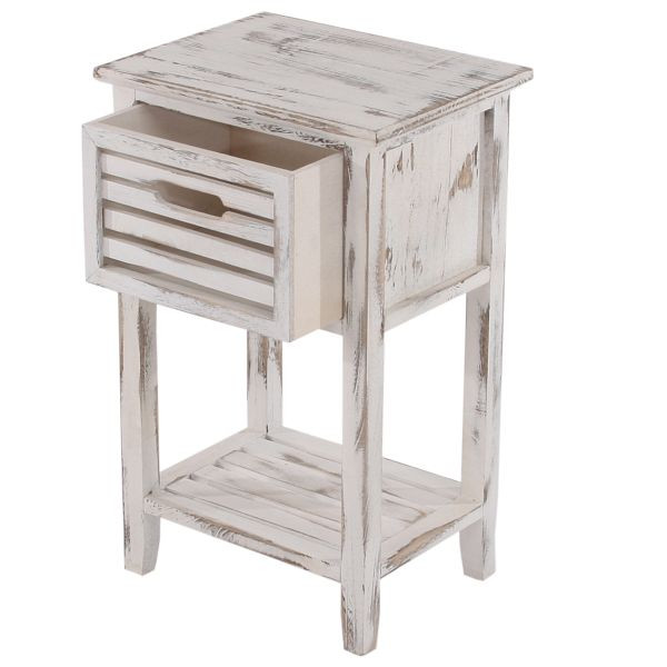 Mendler Kommode Beistelltisch Telefontisch, 57x35x27cm, Shabby-Look, Vintage, weiß, 30326