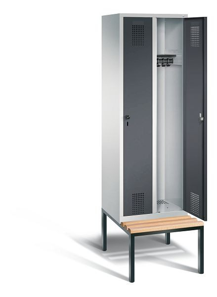 C+P Garderobenschrank Evolo, H2090xB610xT815mm, Farbe: Lichtgrau / Schwarzgrau, 48050-20 S10002