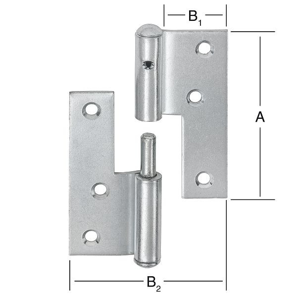 Vormann Tür-Aufschraubbänder 80 x 28 x 72 mm, links, verzinkt, VE: 10 Stück, 000861080Z