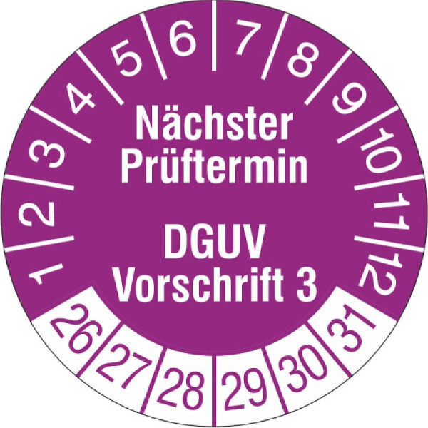 Stein HGS Prüfplaketten o. Jahresfarbe (6 Jahre), Nächster Prüftermin, 2026-2031, 31.c7045-26
