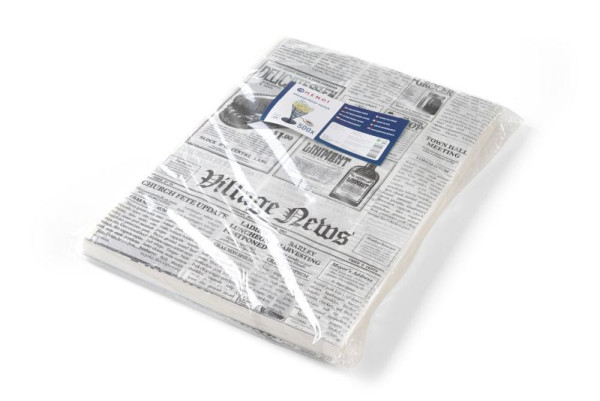 Hendi Einschlagpapier, fettdicht, VE: 500 Stück, 350 x 250 mm, Zeitungsdruck, 678107