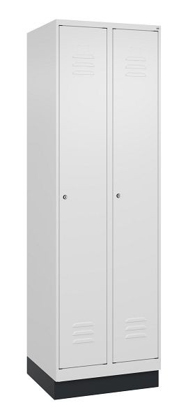 C+P Umkleidespind Classic PLUS, Sockel, 2 Abteile, 1950x600x500mm, 9016/9016, Zylinderschlösser, 080020-20 S10029