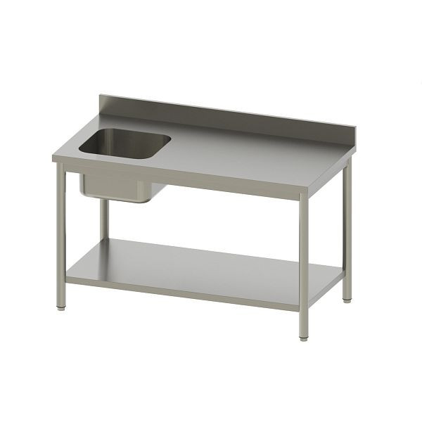Vaiotec TOPLINE Cheftisch 600 / Becken links mit Aufkantung, 120x60x85 cm, 10921