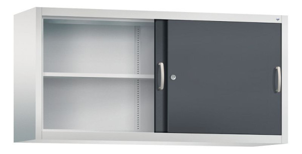 C+P Aufsatzschrank Acurado, H790xB1600xT400mm, Farbe: Lichtgrau / Schwarzgrau, Bügelgriff, 2 OH, 2145-00 S10058