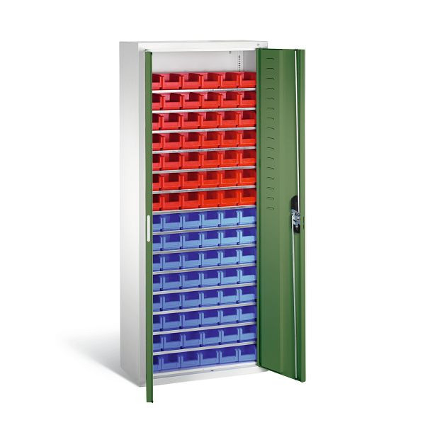 C+P Magazinschrank Serie 13, H1690xB700xT300mm, Farbe: Lichtgrau / Resedagrün, Muldengriff, 133413-25 S10031