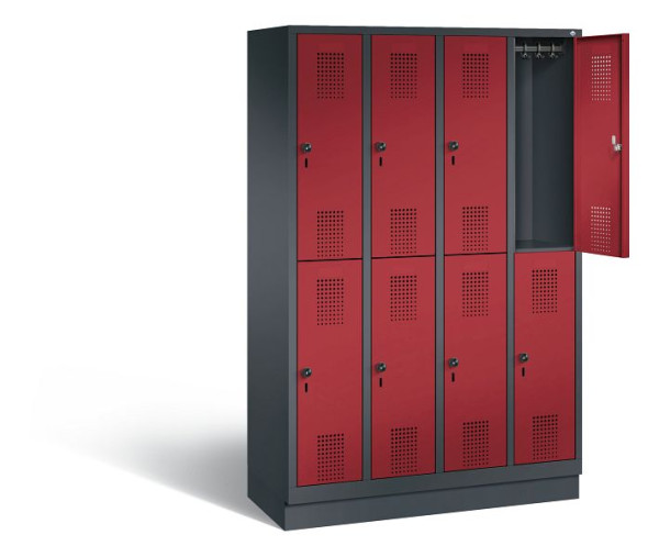 C+P Spind doppelstöckig Evolo, H1800xB1190xT500mm, Farbe: Schwarzgrau / Rubinrot, 48320-40 S10155