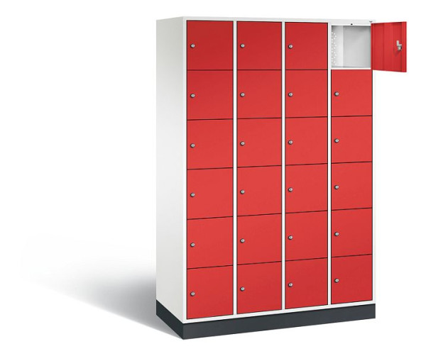 C+P Schließfachschrank Intro, H1950xB1220xT490mm, Farbe: Verkehrsweiß / feuerrot, 8670-401 S10152