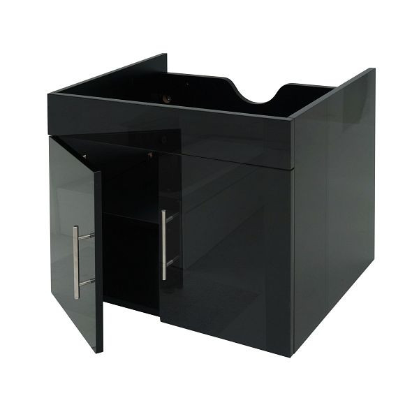 Mendler Waschbeckenunterschrank HWC-D16, Waschtischunterschrank Waschtisch Unterschrank Badmöbel, hochglanz 60cm, schwarz, 62237