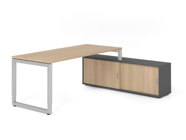Hammerbacher Aufsatz-Schreibtisch RSE19, 180x80cm, Platte: Eiche, 25mm dick, Rahmen Silber, höheneinstellbar, Ahorn, SB/E/S/G/E, VRSE19SB/E/S/G/E