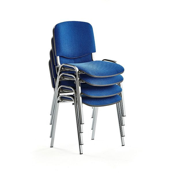 AJ Konferenzstühle NELSON, Textilbezug blau/Chrom, 4 Stück, 116612