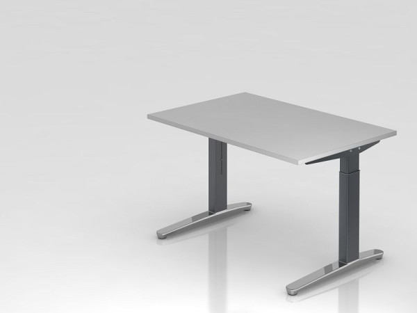 Hammerbacher Schreibtisch C-Fuß 120x80cm Grau/Graphit (Poliert), Rechteckform, VXB12/5/GC