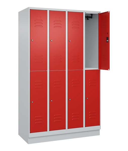C+P Doppelstock-Spind Classic PLUS, Sockel, 4 Abteile, 1950x1200x500mm, 7035/302, 080320-40 S10017