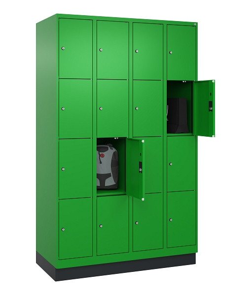 C+P Schließfachschrank Evolo PLUS, mit Sockel, 16 Fächer, 1950x1200x500mm, 6037/6037 Reingrün, 049020-404 S10026