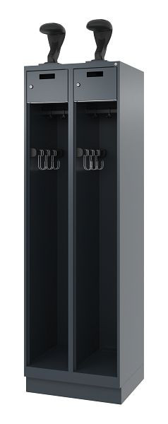 C+P Feuerwehrspind Evolo, Modell PRAKTUS, 2 Abteile, H1850xB600xT500 mm, Anthrazit, Sockel, 0492015-20 S10010