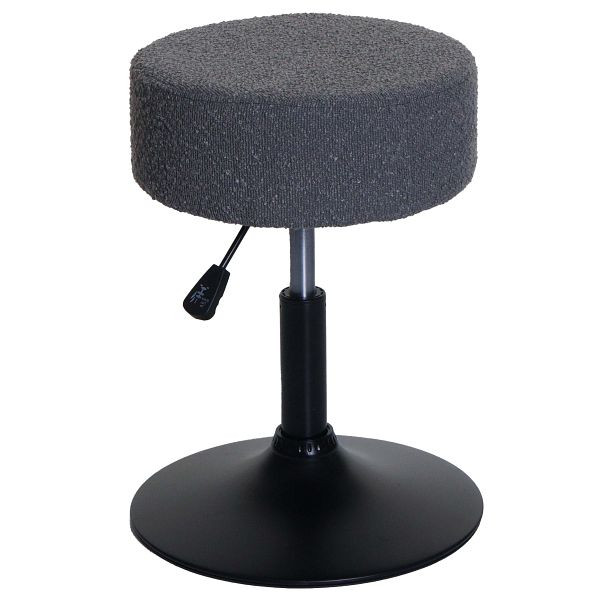 Mendler Hocker HWC-C22, Sitzhocker Schminkhocker, höhenverstellbar drehbar Ø 37cm Stoff Bouclé (450g/m²) FSC®, dunkelgrau, 108836